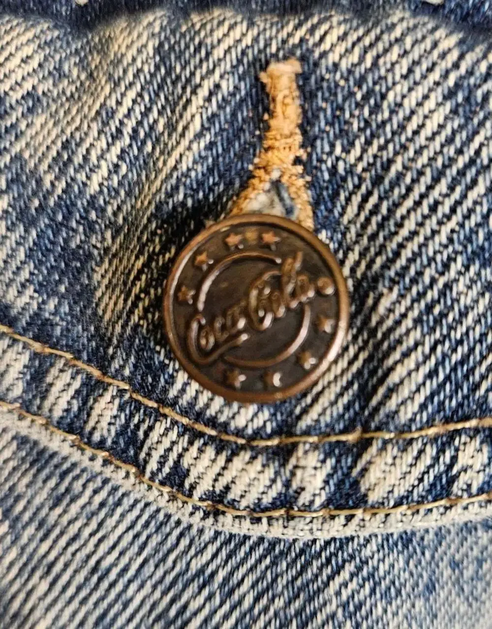 Vintage Coca-Cola Acid Wash Denim Trucker Jacket Size Youth  M